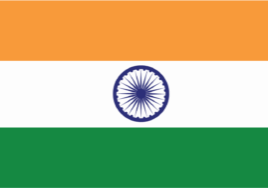 National flag of India with saffron, white, green stripes, and a blue Ashoka Chakra.